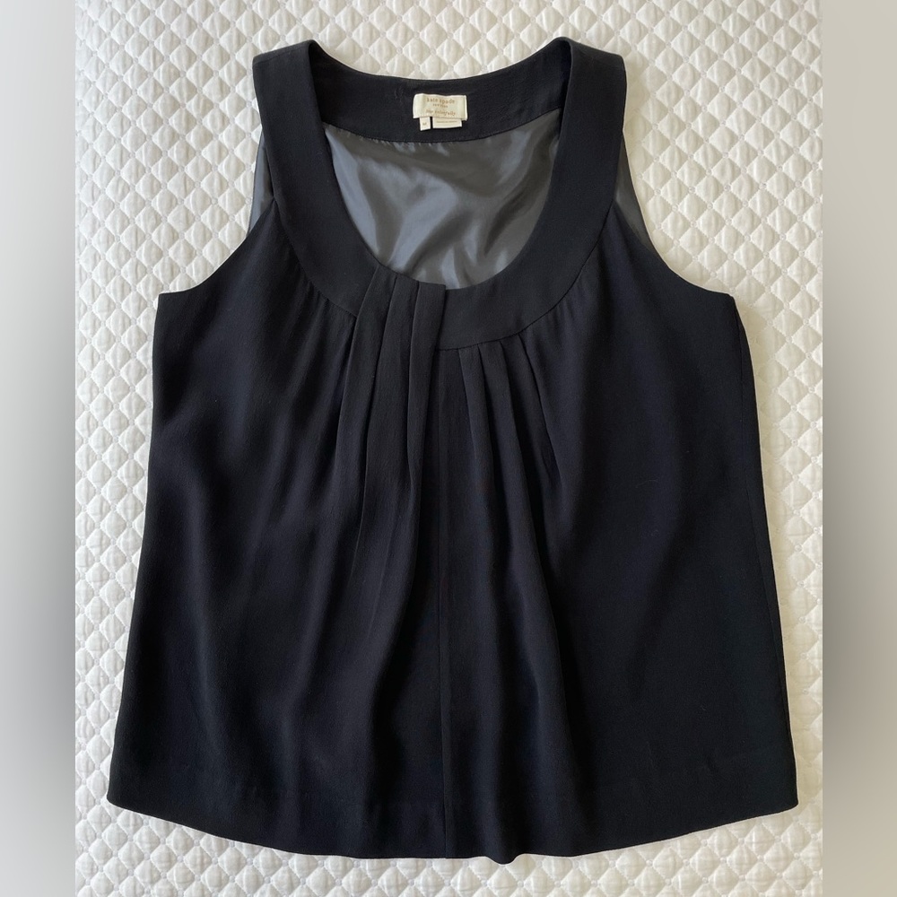 Kate Spade New York Medium Matinee Pleated Sleeveless Shell Blouse Black